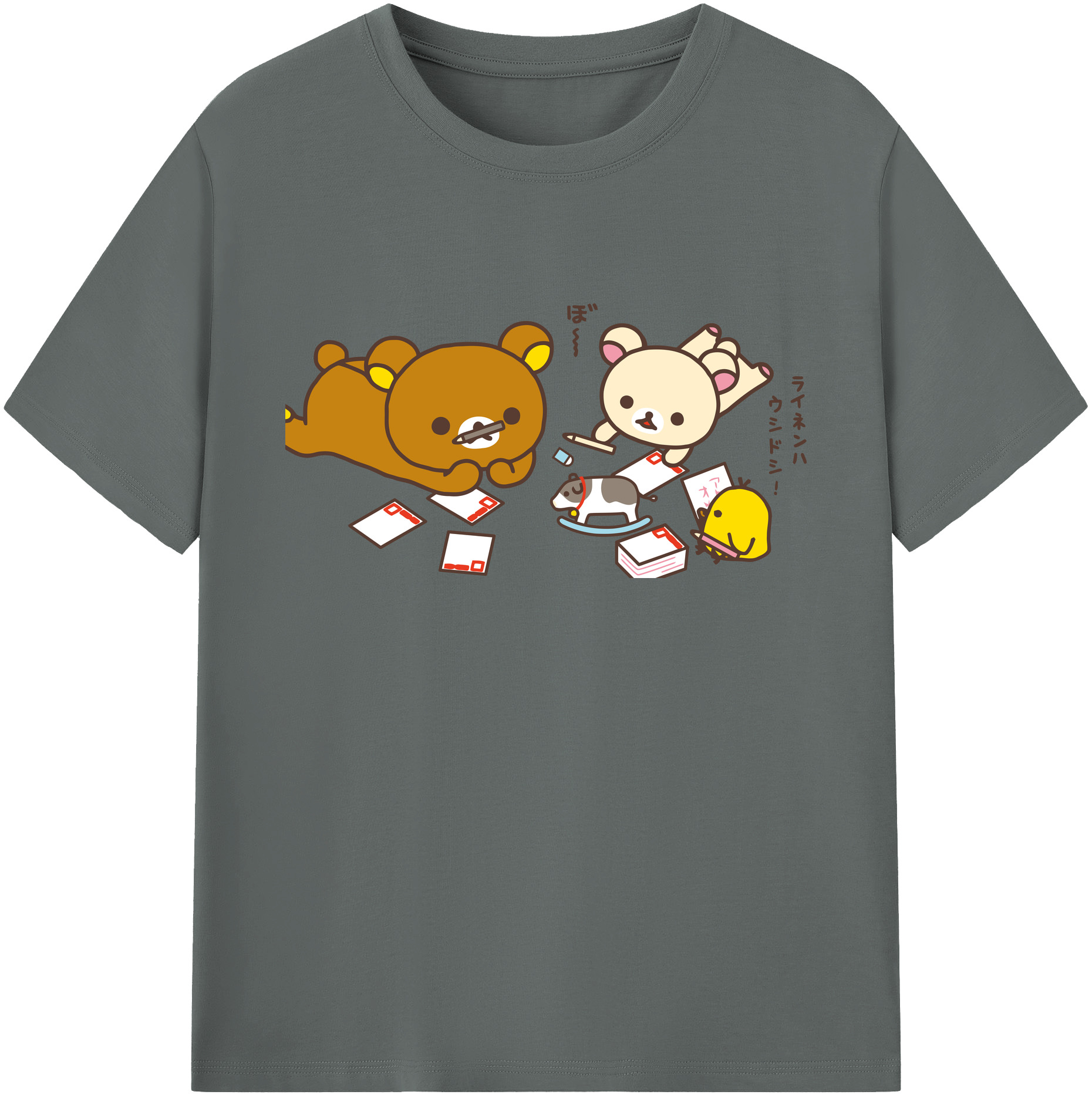 （画像用） リラックマ リラックマ キイロイトリ Rilakkuma Korilakkuma Kiiroitori 綿100％ メンズ半袖Tシャツ｜肌触りやわらか＆通気性